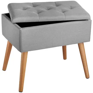 tectake Sitzbank Ranya, 51 x 37,5 x 45,5 cm, hellgrau , Hellgrau , Holz , Recyclingholz, Buche , Abstrakt , Rechteckig , 37.5x45.5x51 cm , Wohnzimmer, Sessel, Hocker & Hockerbänke, Sitzhocker