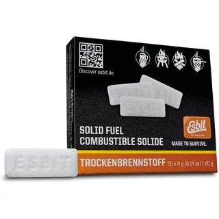 Esbit Trockenbrennstoff-Tabletten 20 x 4 g - Made in Germany - für Campingkocher Kochen und Erwärmen von Speisen und Getränken