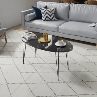 Couchtisch ’Skævinge’ 43 x 90 x 50 cm Marmor, schwarz - Schwarz