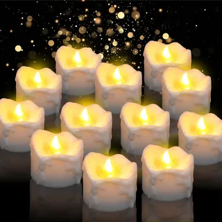 Meleager Led Teelichter, 12 PCS Led Kerzen 3.6 x 3.2 CM, für Herbst, Halloween, Weihnachten und Winter
