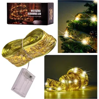 Band dekorative LED-Leiste 10m 100LED Weihnachtsbaumbeleuchtung Weihnachtsdekoration warmweiß mit Batterien - Gold