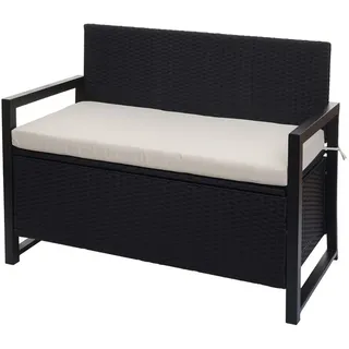 MCW Poly-Rattan 2ER Sitzbank Anthrazit, Cremeweiß , Anthrazit, Weiß , Kunststoff , 117x87x57 cm , Gartenmöbel, Gartenbänke