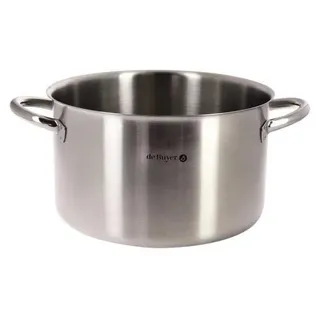 De Buyer Kochtopf Edelstahl Hoch - 28cm, Induktionsgeeignet, Profiqualität mit Sandwichboden, Ergonomischer Griff, Geschirrspülerfest, 11.1L Kapazität - Grau, Silber