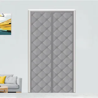 WENT Magnet Wärmeschutzvorhang für Türen. Höhe 200 cm, Breite 90 cm, Volle Größe, Thermo Türvorhang, Isolier Schutz Vorhang, Haustierfreundlich, Wasserdicht, Winddicht, Rauchgrau