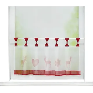 Joyswahl Scheibengardine Voile Bistrogardine »Elch« mit Weihnachten Muster Transparente Gardine Stores HxB 45x90cm Rot 1er Pack