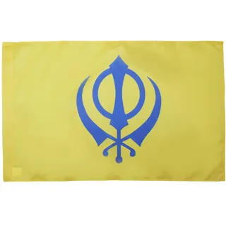 AZ FLAG - Flagge Sikhismus - 90x60 cm - Sikh-Religion Fahne 100% Polyester mit Scheide für Mast - UV-beständig - Vives Farben - 50g