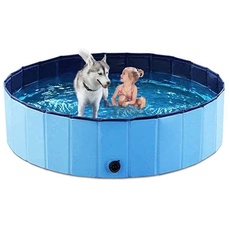 SHOKAN Hundepool für Haustiere und Kinder,(80 x 20cm) Faltbares Hundeschwimmbad PVC rutschfeste Badewanne Stabile Kinder Haustier Hund Planschbecken für Garten Patio Badezimmer