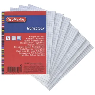 Herlitz Haushaltsnotizblock A6, 50 Blatt, 8 Stück