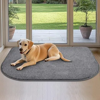 DOMUSTEX Schmutzfangmatte Innen 80x120cm Halbrund, Waschbar Teppich Läufer, Eingangsteppich, rutschfeste Fussmatte für Hund, Küche, Flur