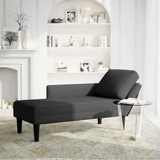 vidaXL Chaiselongue mit Kissen und Rechter Armlehne Schwarz Samt - Schwarz