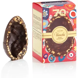 Venchi - Mignon-Schokoladen-Ei, 70% Extra Dunkler Gourmet-Geschmack mit "Piemont-Haselnüss", 70 gr, Glutenfrei, Vegan, Ohne Überraschung, Osterkollektion, Geschenkidee