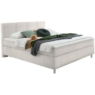 Hom`in Boxspringbett , Creme , Kunststoff , H3 , Höhe ca. 18 cm , 100x200 cm , Stoffauswahl, Topper durchgehend, in verschiedenen Größen erhältlich, Matratze in verschiedenen Härtegraden erhältlich, Topperauswahl, Kopfteilauswahl , Schlafzimmer, Betten, Einzelbetten