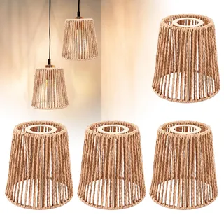 AKOLAFE 4 Stück Lampenschirm Hängelampe Lampenschirm Boho 14x10x14cm lampenschirm Rattan Papierlampenschirm Ersatzschirm Zubehör für Stehlampe, Tischlampe, Pendelleuchten, Hängelampenschirme