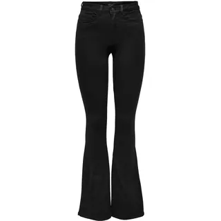 ONLY Damen Flared Schlag Jeans High Waist Denim Stretch Hose Wide Vintage Pants ONLROYAL, Farben:Schwarz, Größe:XL / 34L, Beinlänge:L34
