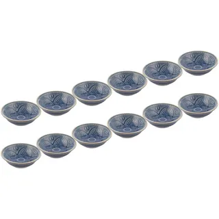 Butlers Dipschalen 12er-Set Sumatra 60 ml , Blau , Keramik , 9x3x9 cm , Geschirr, Schalen & Schüsseln, Dipschalen