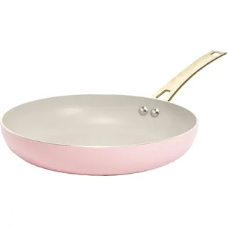 Paris Hilton Aluminium Pfanne mit Keramischer Antihaft-Beschichtung, Ø25x45cm, für alle Herdarten inkl. Induktion, Spülmaschinenfest, Goldgriff Pink/Creme/Gold - Rosa, Creme, Gold