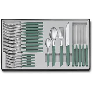 Victorinox Swiss Modern Besteckset, 24-teilig, Extra Scharfe Messer, Gabeln, Löffel, Spülmaschinenfest, Sage