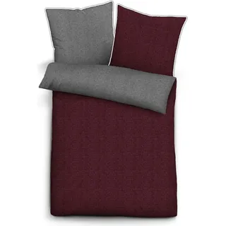 Biberna Wendebettwäsche dunkelrot 1x 135x200 cm + 1x 80x80 cm - Dunkelrot