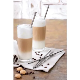 Gräwe Strohhalme, 12er Set, silberne Trinkhalme aus Edelstahl, spülmaschinengeeignet, wiederverwendbar Metall Strohhalm,