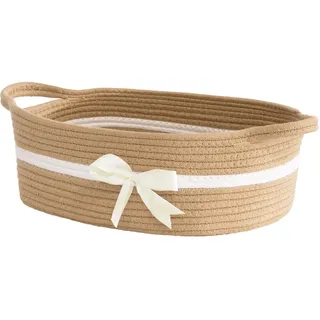 TIMEYARD Aufbewahrungskorb, Geschenkkorb Leer, Baumwolle Organizer für Handtücher, Snacks, Hundespielzeug, Korb Geflochten, Deco Korb für Kinderzimmer, 33 x 25 x 12 cm, Khaki