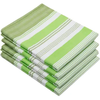 ZOLLNER 4er Set Geschirrtücher, ca. 50x70 cm, Baumwolle, grün gestreift