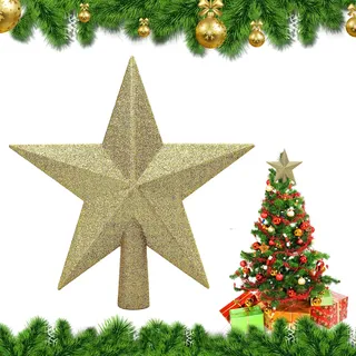 Weihnachtsbaumspitze Stern,Christbaumspitze Gold,Christbaumspitze Star,Weihnachtsbaumspitze,20 cm Glitzernden Weihnachtsbaum Baum Topper Dekoration,Christbaumspitze Baumspitze,Für Party,Innendekoratio