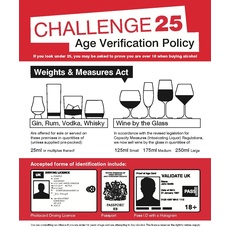 Caledonia Signs 27110H Schild „Age Verification Weights & Measures Act 25 ml“