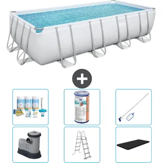 Bestway Rechteckiges Power Steel-Schwimmbecken – 549 x 274 x 122 – Grau – inklusive Pumpe – Leiter – Abdeckung Wartungspaket - Filter - Reinigungskit