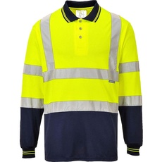 Portwest S279YNRS Poloshirt, langärmlig, zweifarbig, Größe S, Gelb/Marineblau