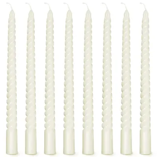 Tczecoo 8 Stück Spiralkerzen,Gedrehte Stabkerzen,25.5cm Stabkerzen Gedreht,Spitzkerzen Weiß,Kerzen Gedreht Weiß Lange Kerzen Abendessen Kerze Bankett Abendessen Dinner Party Hochzeit Dekoration