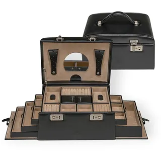 Windrose Schmuckkoffer beluga/schwarz (Leder)