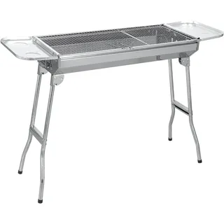 Holzkohlegrill – tragbarer Grill – klappbar – aus Edelstahl – mit Lüftungsöffnungen – silberfarben