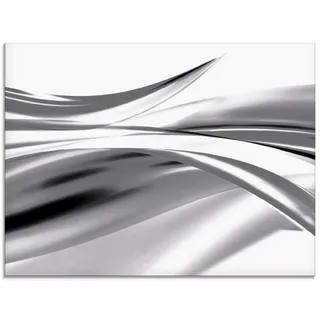 ARTland Wanddeko Glasbilder Wandbild Glas Bild einteilig 80x60 cm Querformat Moderne Kunst Abstrakt Modern Rauch Welle Grau S7KX