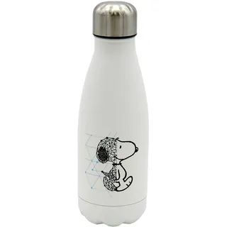 CYPBRANDS Snoopy Wasserflasche aus Edelstahl, luftdicht, mit Snoopy-Design, 550 ml, Weiß, offizielles Produkt