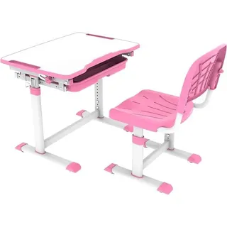 Sorpresa Pink Schülerschreibtisch neigungsverstellbar, Kinderschreibtisch höhenverstellbar, Schreibtisch für Kinder mit Stuhl, Rosa, 670x470x545-762 mm - Rosa