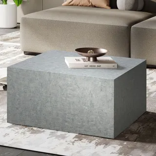 WOHNLING Couchtisch MONOBLOC 60x60x30 cm in Beton-Optik Grau Design Wohnzimmertisch Cube Quadratisch Lounge Sofatisch Beistelltisch Würfel Form - Grau