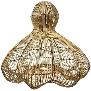 Natürlicher Lampenschirm Ronda aus Rattan, Boho-Stil, Höhe 53 cm, für elektrische Fassung E27