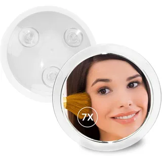 Fantasia Beauty® Kosmetikspiegel mit 7-facher Vergrößerung – Sicherer Halt durch 3 Saugnäpfe – Perfekt zum Schminken & Rasieren – Ø 15,5 cm – Vergrößerungsspiegel ohne Bohren für Bad, Dusche & Reisen