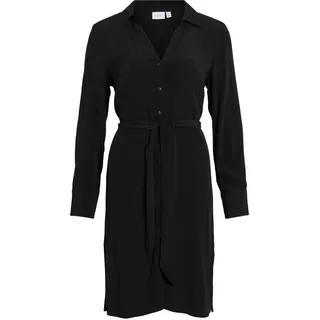 Vila Damen Vifini L/S Midi Shirt Dress-Noos Blusenkleid 14084529,Schwarz,38