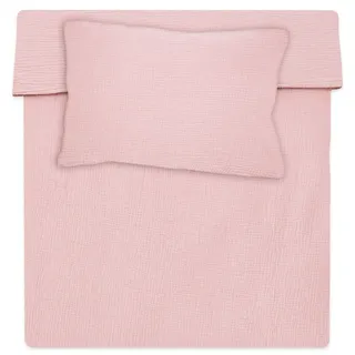 Baby Musselin-Bettwäsche 90 x 120 cm Kinderbettwäsche - Musselin Bettbezug & Kissenbezug 40x60 mit Reißverschluss – Babybettwäsche Junge Mädchen Kleinkind Oeko-Tex Puderrosa