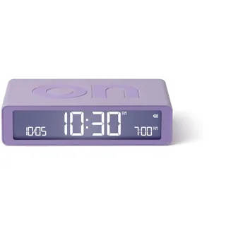 Lexon Flip Classic Morgenwecker, beleuchtet, wendbar mit Seiten on Off und Snooze-Funktion, mit LCD-Display und Touchscreen, wiederaufladbar über USB-C – Lila