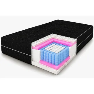 MARPUR Taschenfederkernmatratze 160x200 Paris, 7 Zonen, H3/H4, Höhe 21 cm - Schwarz