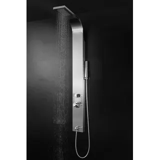 Marwell Duschpaneel Care Chrom Duschsäule aus gebürsteten Edelstahl Duschset mit 2 verschiedene Duschfunktionen Regendusche und Handbrause