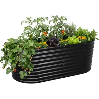 relaxdays Hochbeet Metall halbrund - Schwarz