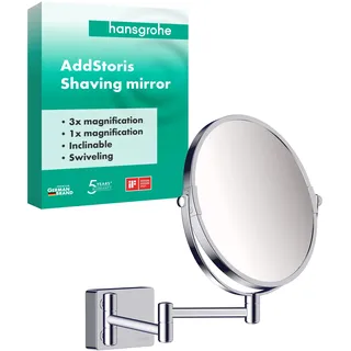 Hansgrohe AddStoris Rasierspiegel mit 3-fach Vergrößerung, Badezimmer Zubehör, Chrom,