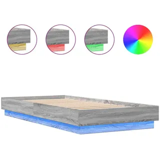 vidaXL Bettgestell mit LED Grau Sonoma-Eiche 90x200 cm