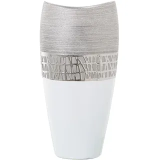 Alexandra House Living Vase, silberfarben, Keramik, 13 x 18 x 36 cm