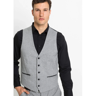 Anzug 3-teilig BONPRIX, Herren, Gr. 64, N-Gr, grau (hellgrau meliert), Web, Obermaterial: 64% Polyester, 34% Viskose, 2% Elasthan. Futter: 100% Polyester, meliert, festlich, regular fit, Anzüge Anzug 3-teilig, Regular Fit, mit Gürtelschlaufen, melierte Optik