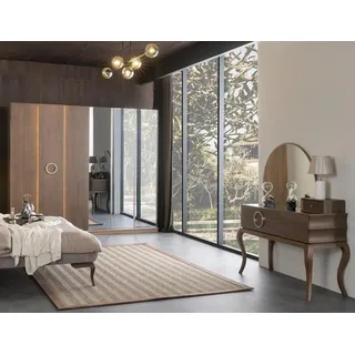 Kleiderschrank Schminktisch Garderobenschrank Verspiegelt Schlafzimmer Schrank - Braun