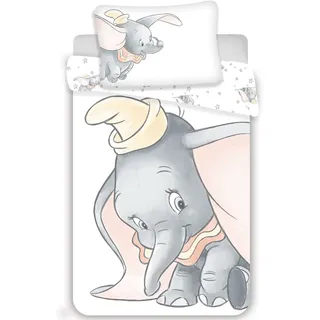 Jerry Fabrics Disney Dumbo Grau 100 x 135 Bettdecke + 40 x 60 cm Kopfkissen, 100% Baumwolle